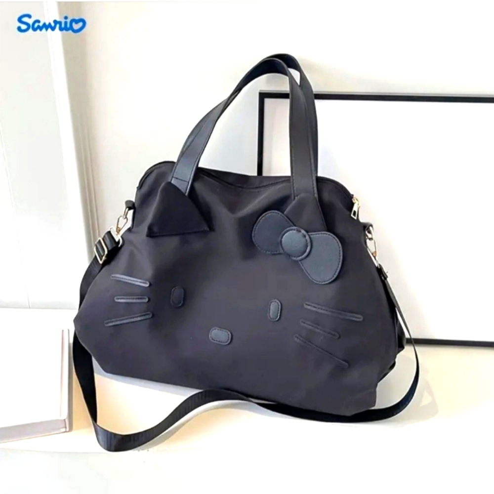 Hello Kitty Duffle Bag Black on Black, Hello Kitty Bag, Hello Kitty Travel Bag